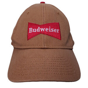 Budweiser Beer Snapback Hat Cap Adjustable Embroidered Logo Coverall Brown